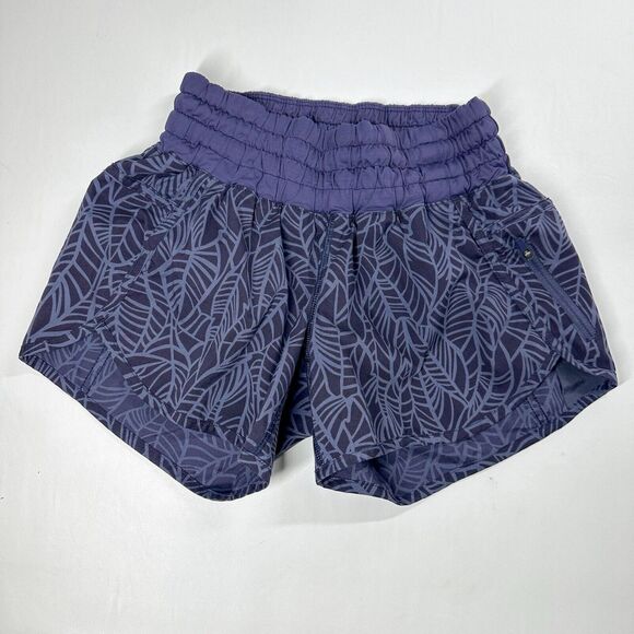 lululemon athletica Pants - Lululemon Tracker Short II Lined 4" Stretch Pretty Palm Cadet Greyvy Blue Size 4
